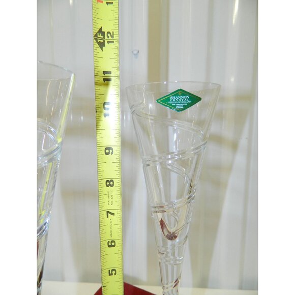 Shannon Crystal Godinger Champagne Flutes Set Of 2 In Red Satin-Lined Gift Box - Picture 4 of 14